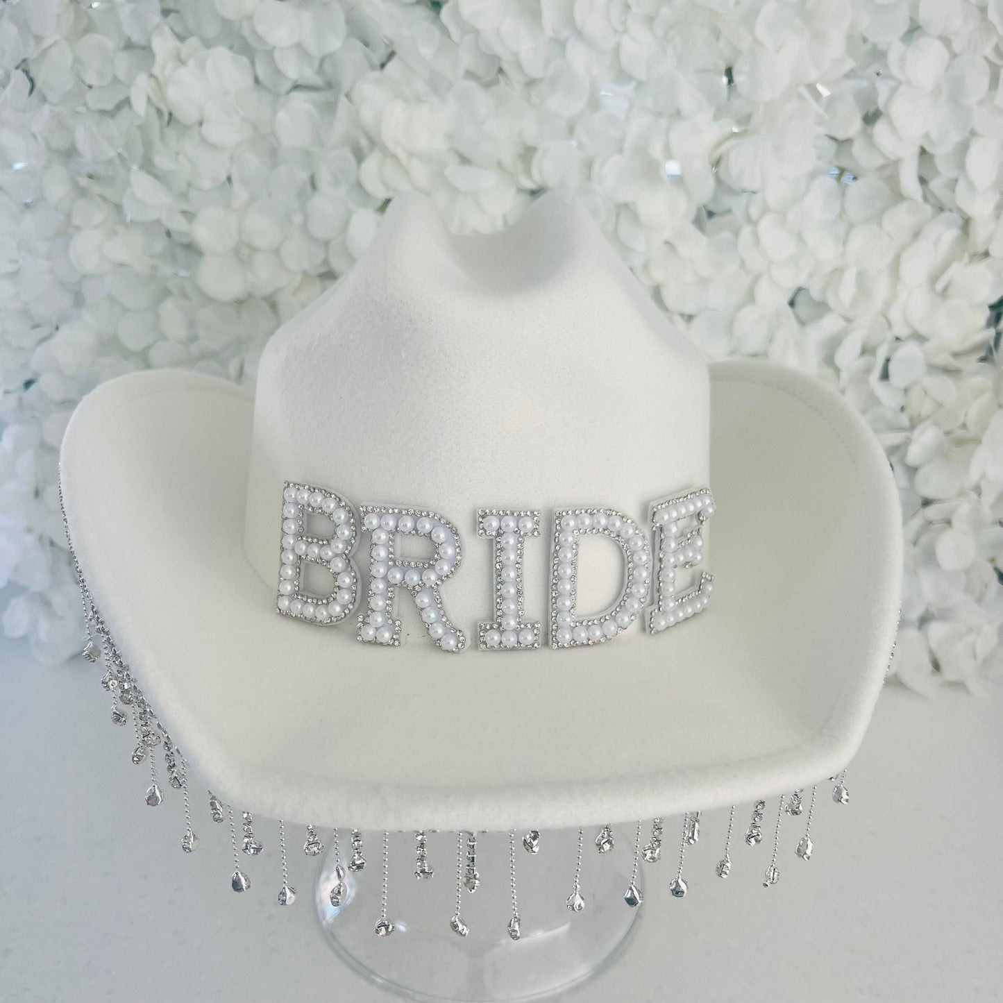 Bride Rhinestone Tassel Cowboy Hat
