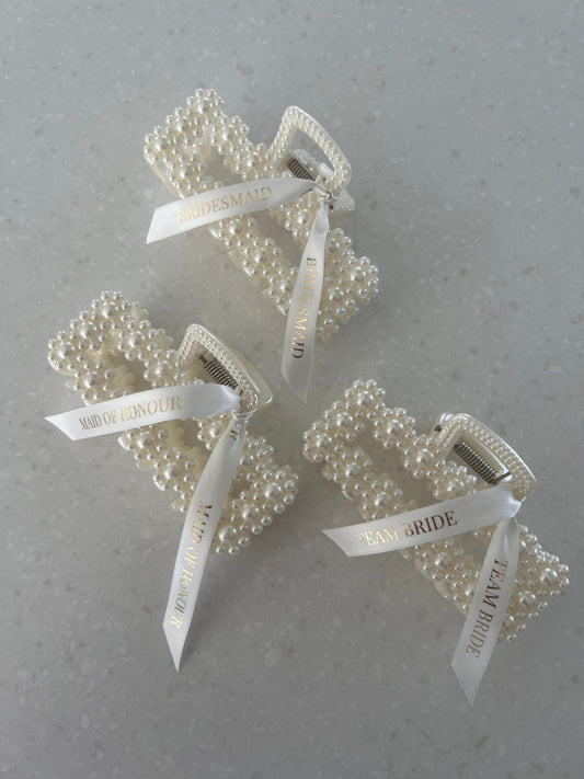 Bridesmaid gifts | Faux Pearl Claw Clip | Personalised Bridesmaid Proposal