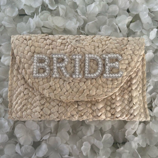 Personalised Bride Straw Clutch: Wifey Beach Bag