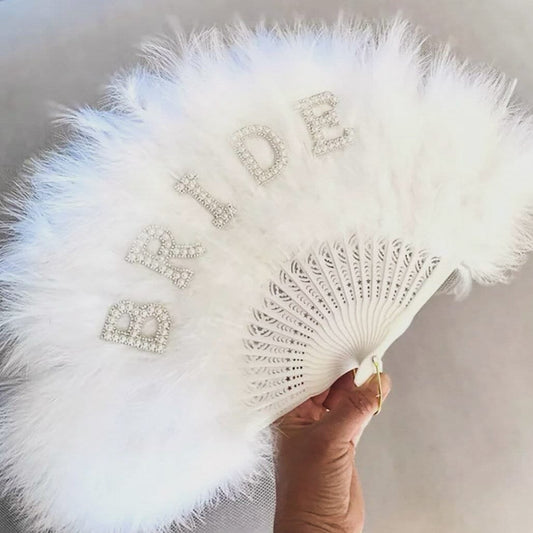 Extra Large White Feather Bride Fan