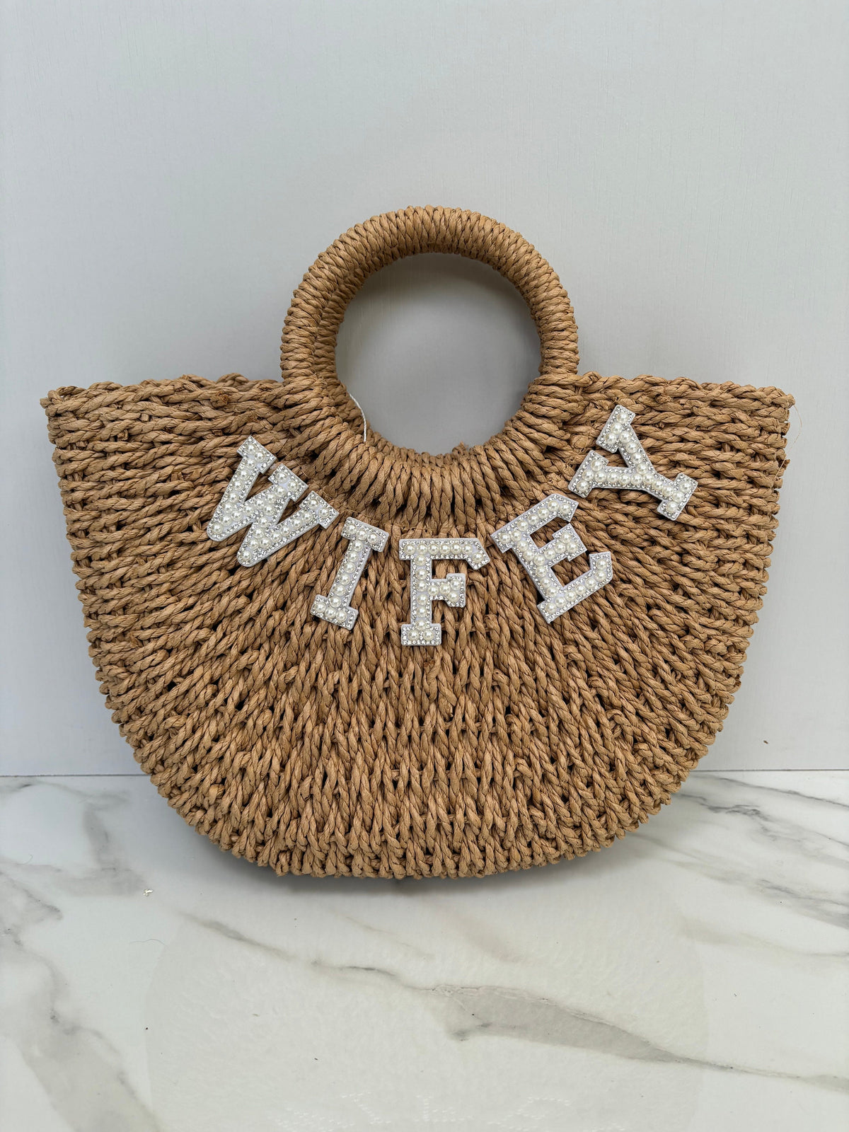 Personalised Bride Straw Beach Bag: Honeymoon Gift
