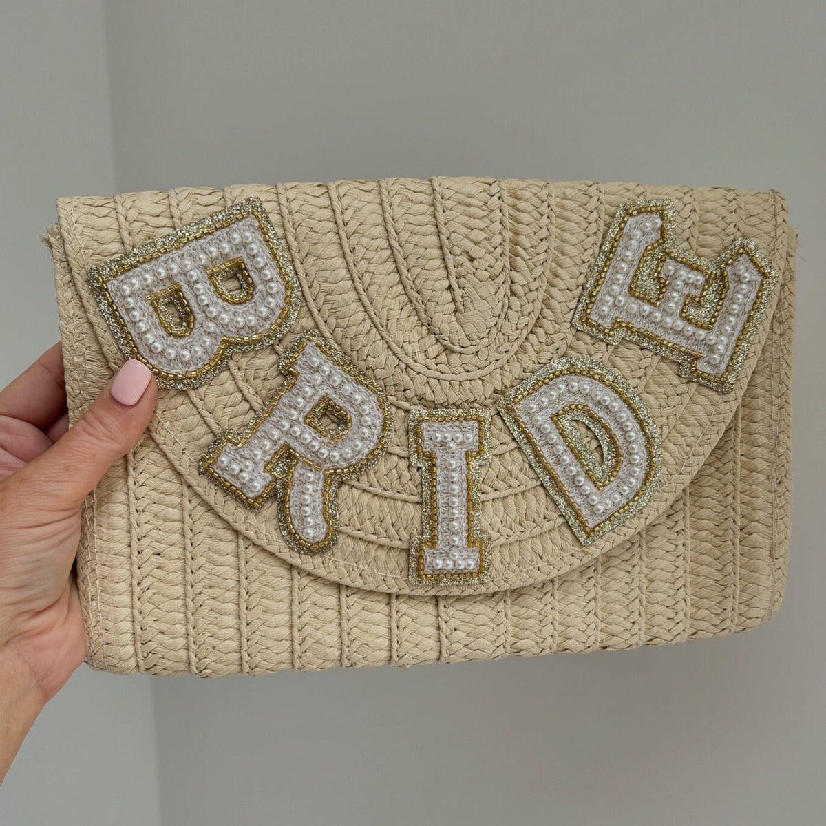 Personalised Bride Straw Clutch: Wifey Beach Bag