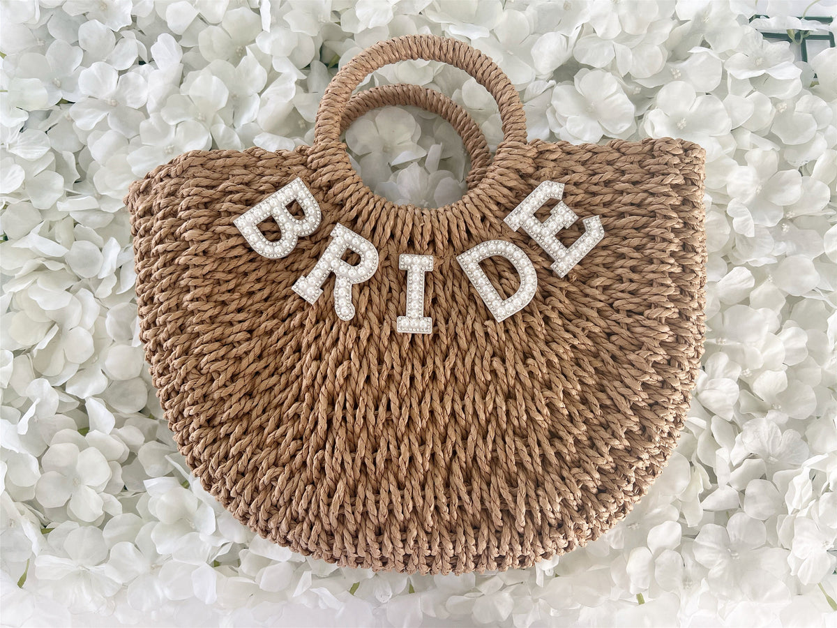 Personalised Bride Straw Beach Bag: Honeymoon Gift