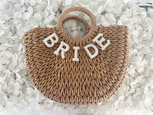 Personalised Bride Straw Beach Bag: Honeymoon Gift
