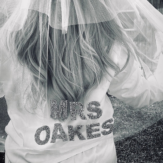 Personalised Bridal Bow Veil | Custom Glitter Name, Hen Party Sparkle Veil | Bride To Be Veil