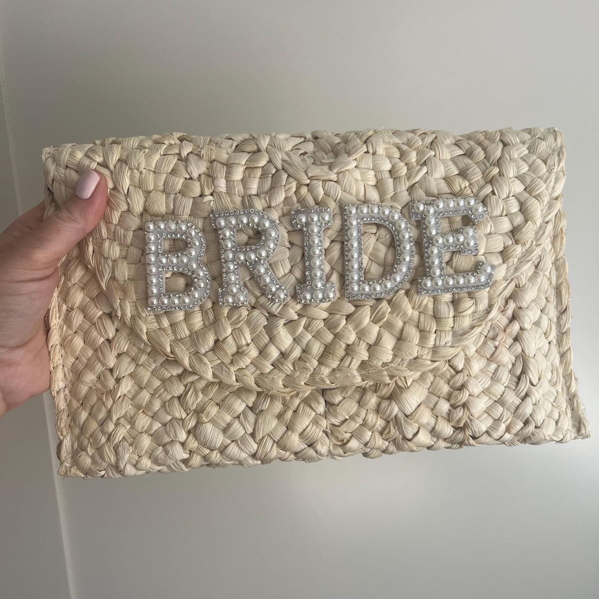 Personalised Bride Straw Clutch: Wifey Beach Bag