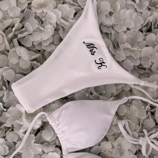 Bride Bikini | Mrs Bikini | Personalised Embroidered Bikini | Honeymoon Bikini | Hen Party | Personalised Bride Bikini Set