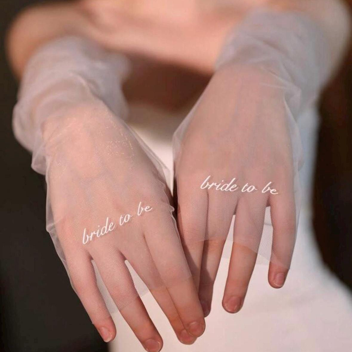 Personalised Bridal Gloves | Bride Tulle Sleeves | Bride Gloves for Wedding | Tulle Customisable Wedding Sleeves |
