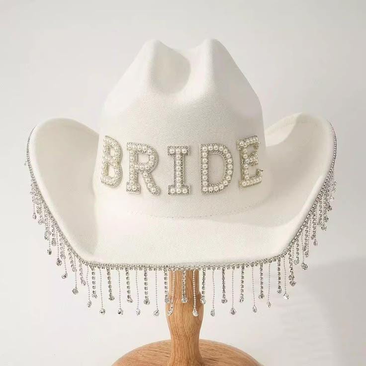Bride Cowboy Hat with Rhinestones | Bridal Hen Party Hat